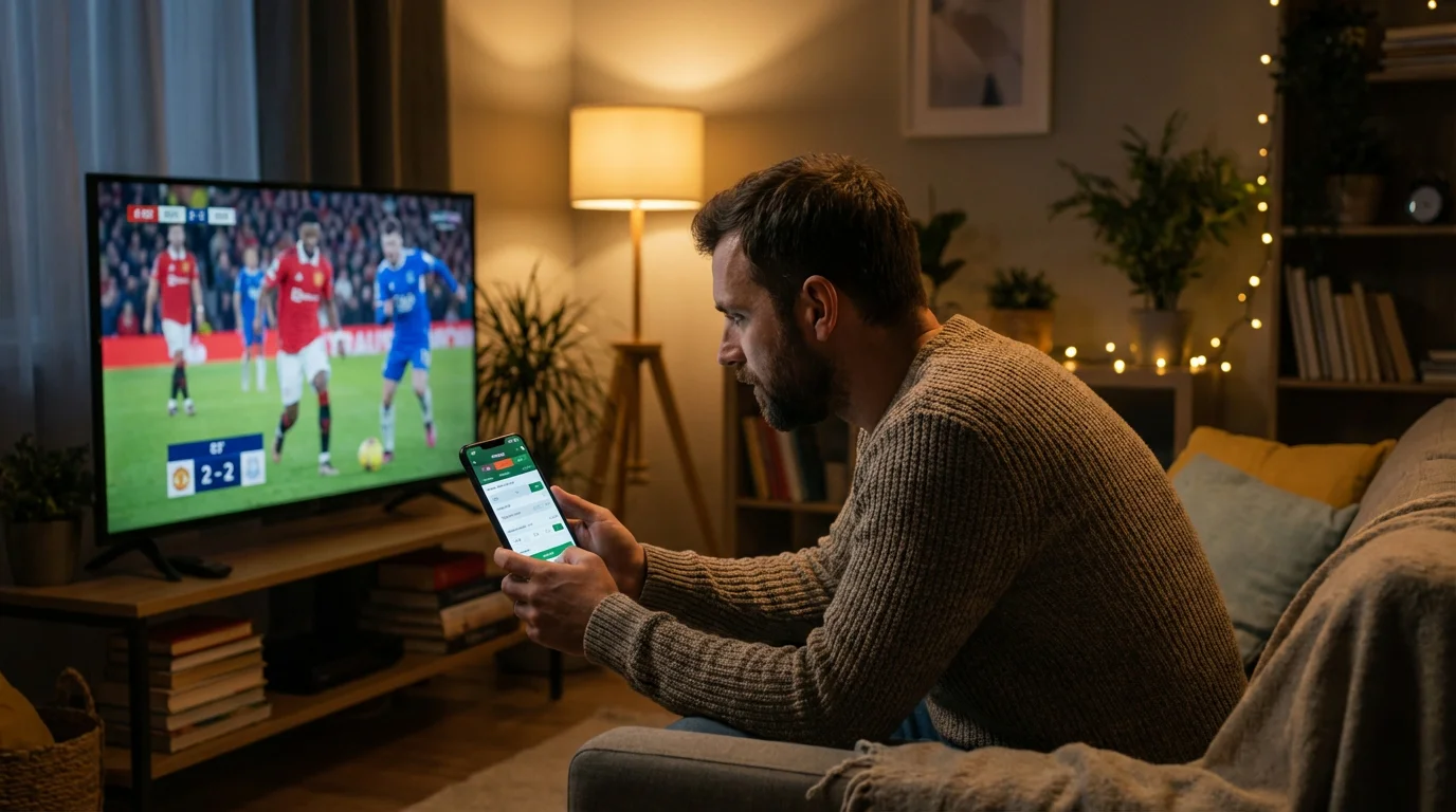 Pessoa a fazer apostas ao vivo em cantos durante um jogo