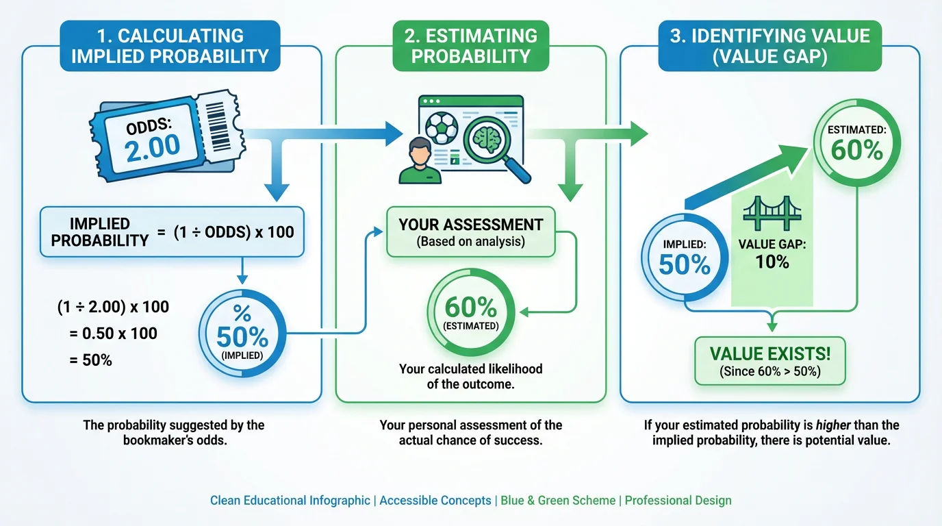 Diagrama mostrando cálculo de probabilidade implícita e valor