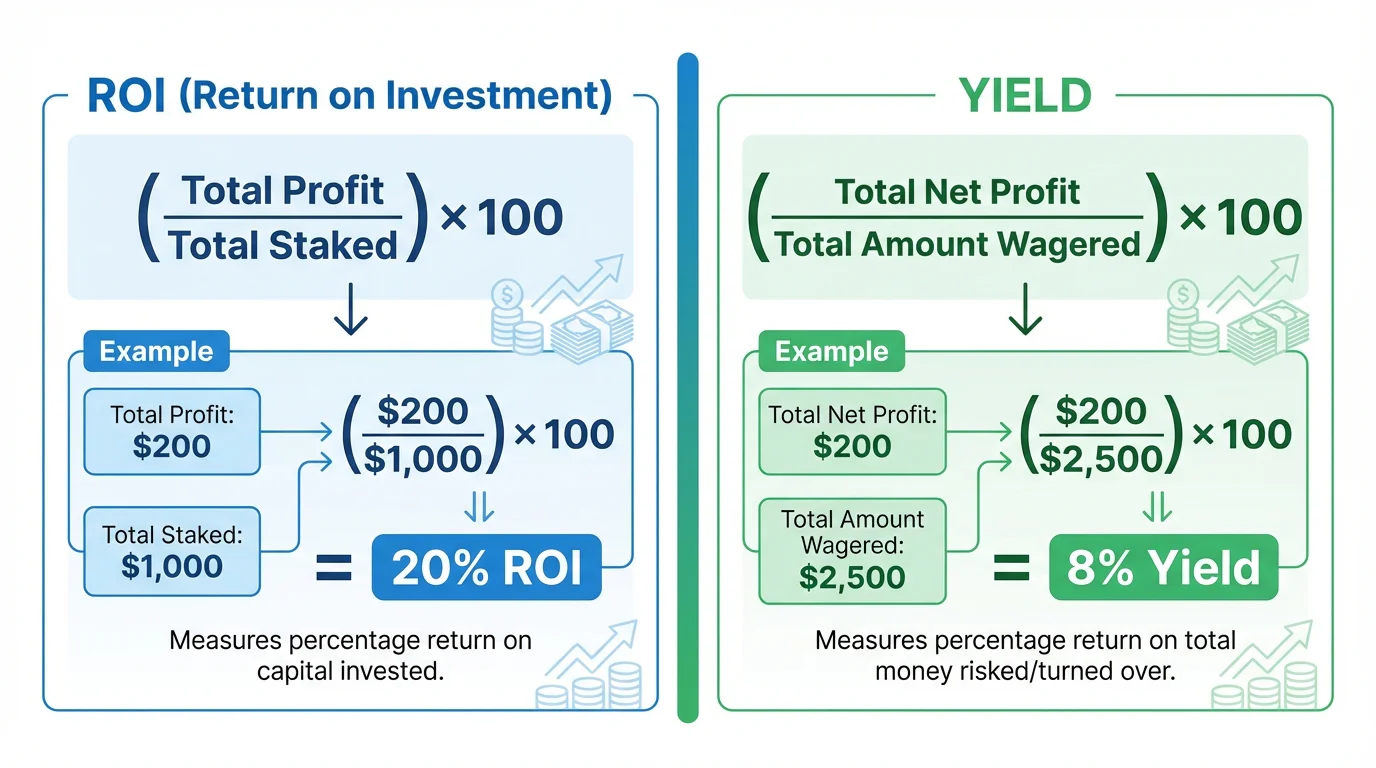 Diagrama com fórmulas de ROI e Yield