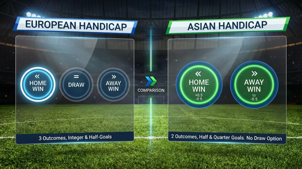 Handicap Europeu vs Asiático: Diferenças e Quando Usar Cada Um